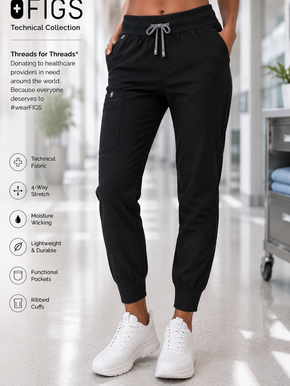 Figs,Technical Collection Black Apparel, Joggers in Excellent Condition,Size S